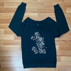 Disney Sequin Mickey Mouse Women’s Long Sleeve Shirt Top Size small